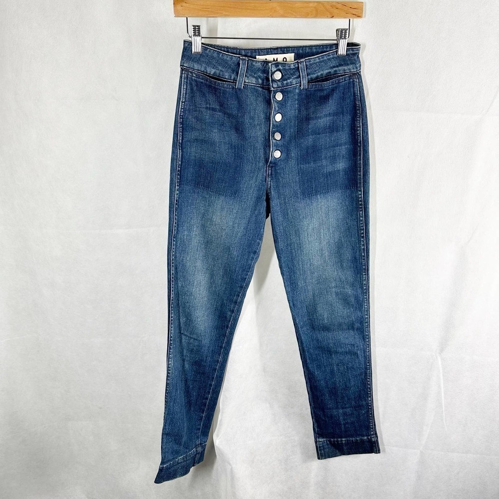 AMO Audrey with Snaps High Rise Denim Jeans in Shadow Play Size 26